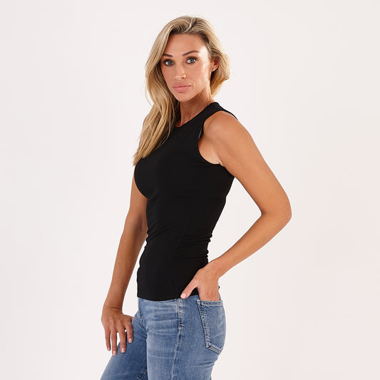 Black Katia Sleeveless Round Neck Top