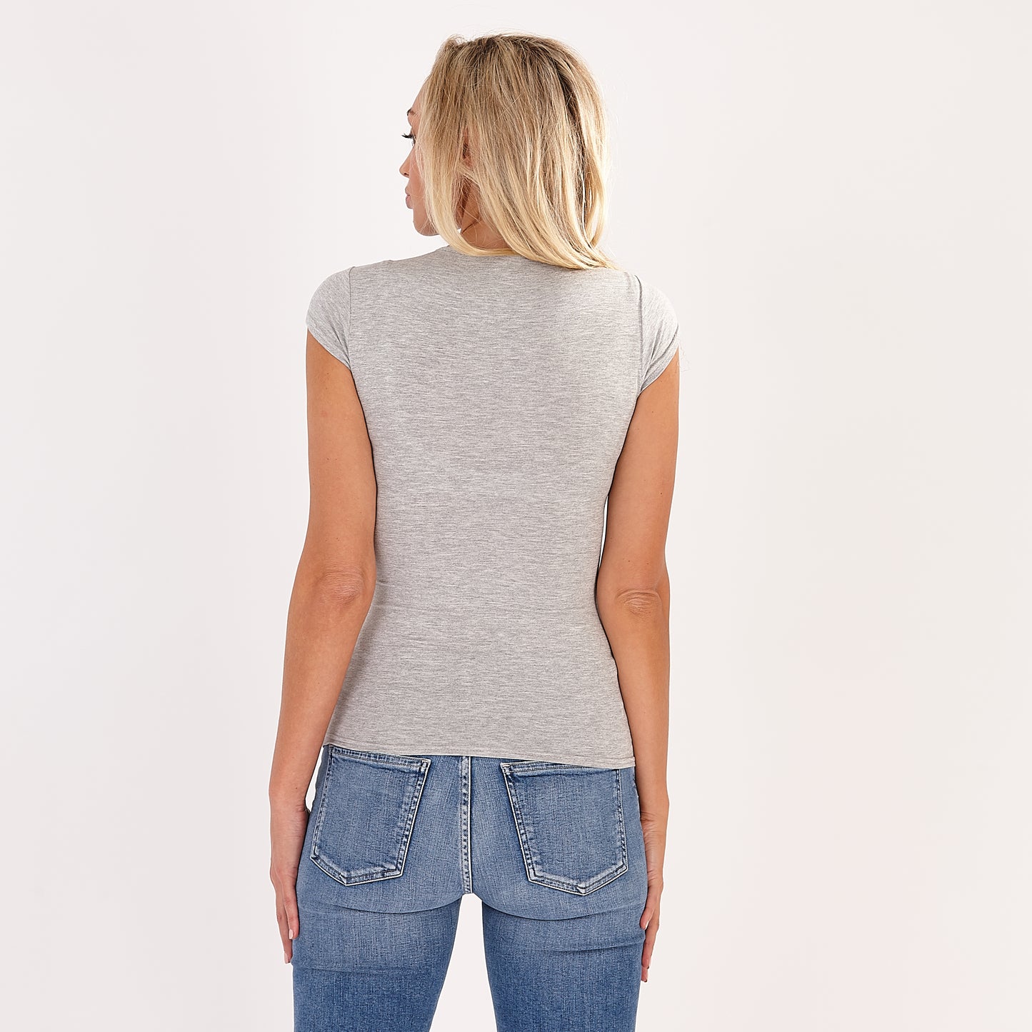 Grey Katia Cap Sleeved Round Neck