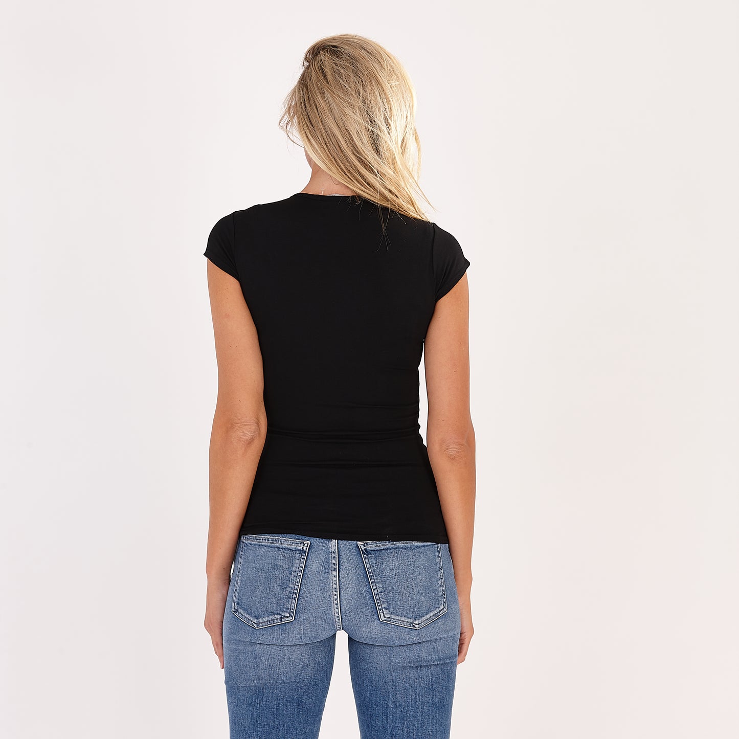 Black Katia Cap Sleeved Round Neck