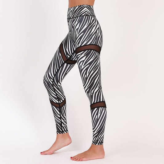 Zebra Print Mesh Panelled Gym Leggings