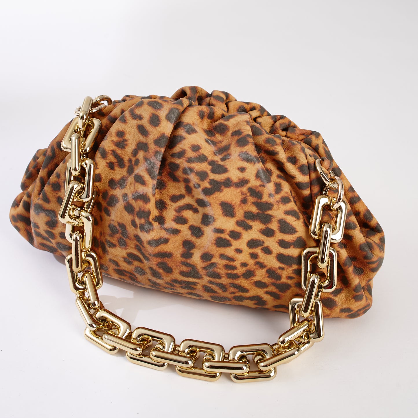 Cheetah Print Leather Pouch Style Bag