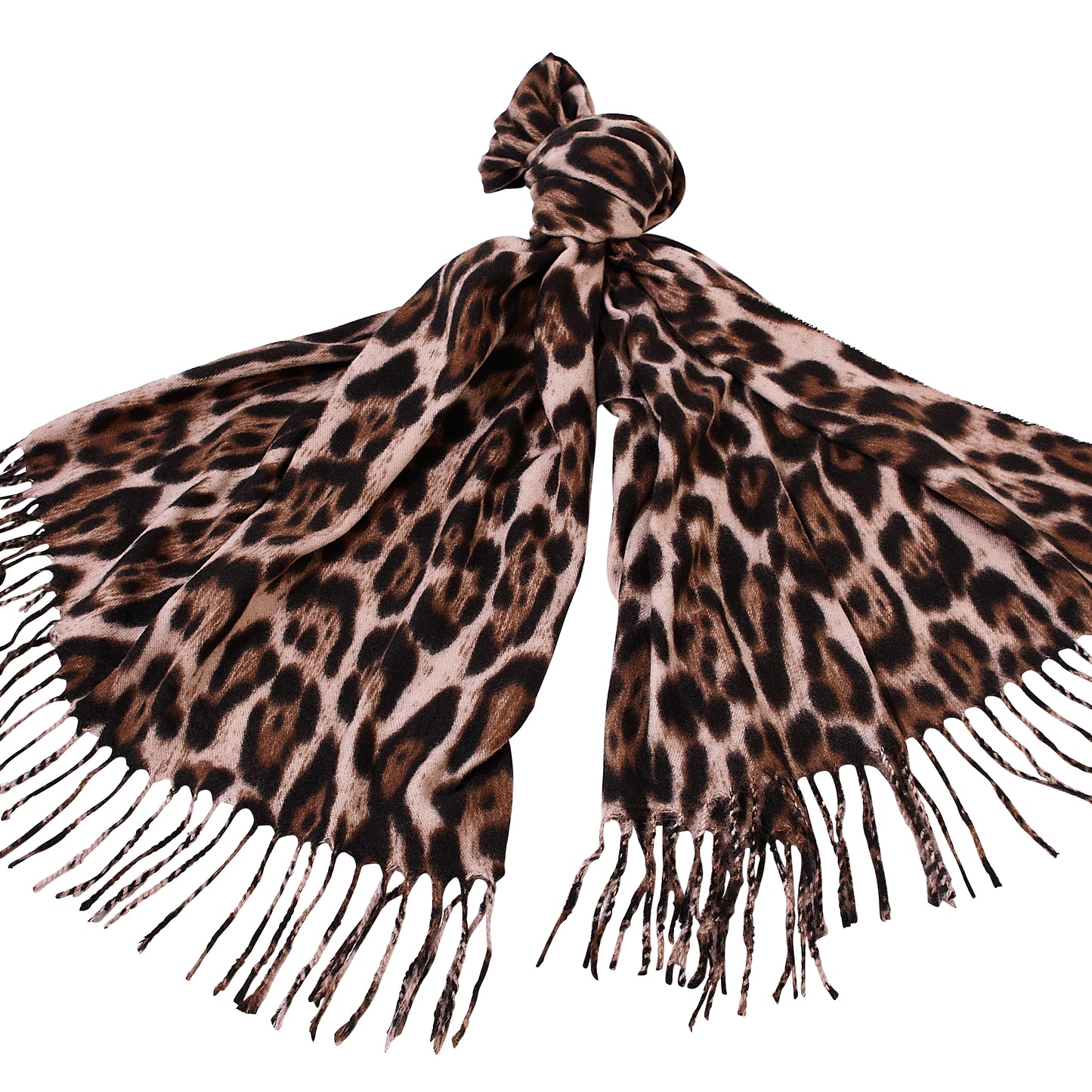 Beige Leopard Print Scarf