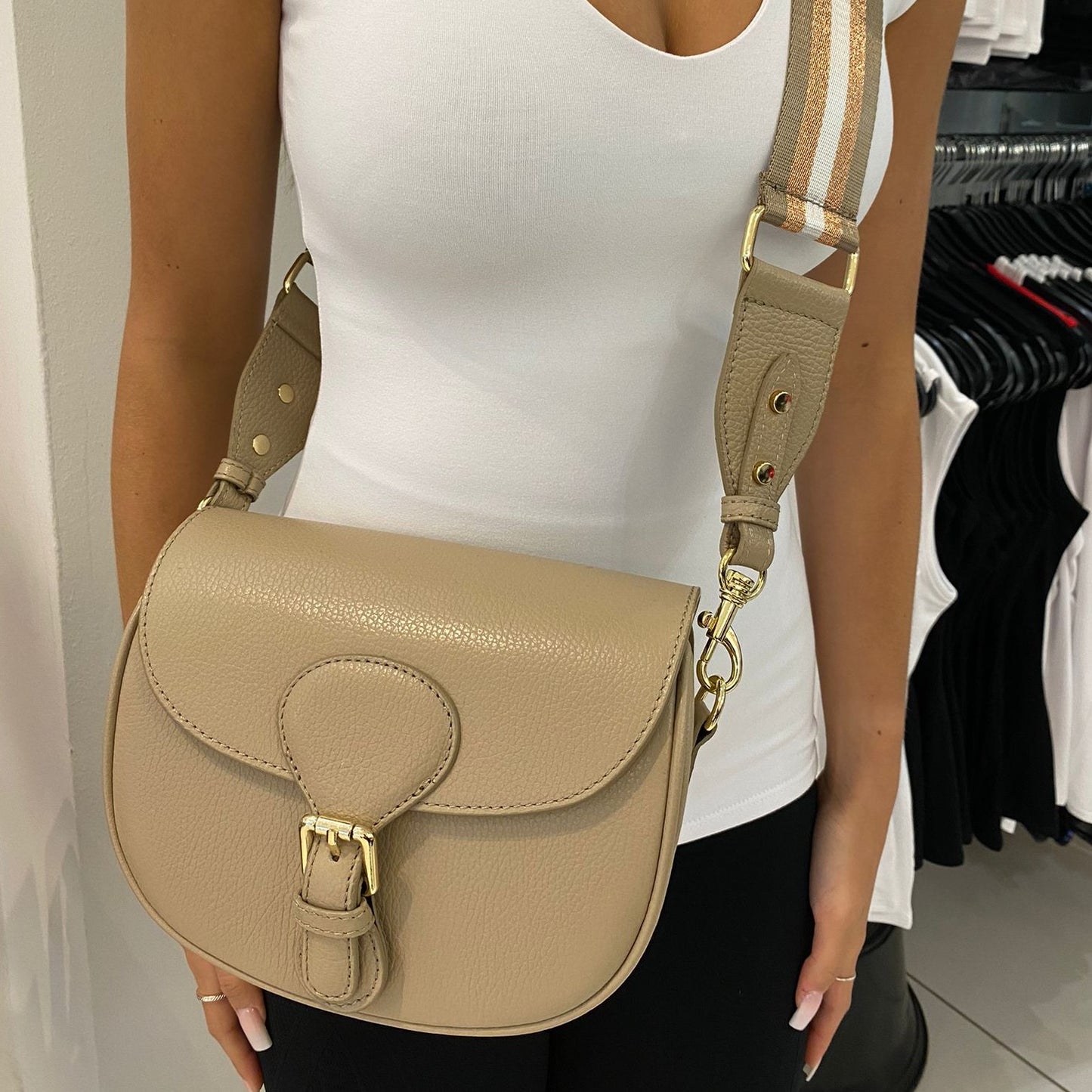 Taupe Saddle Bag