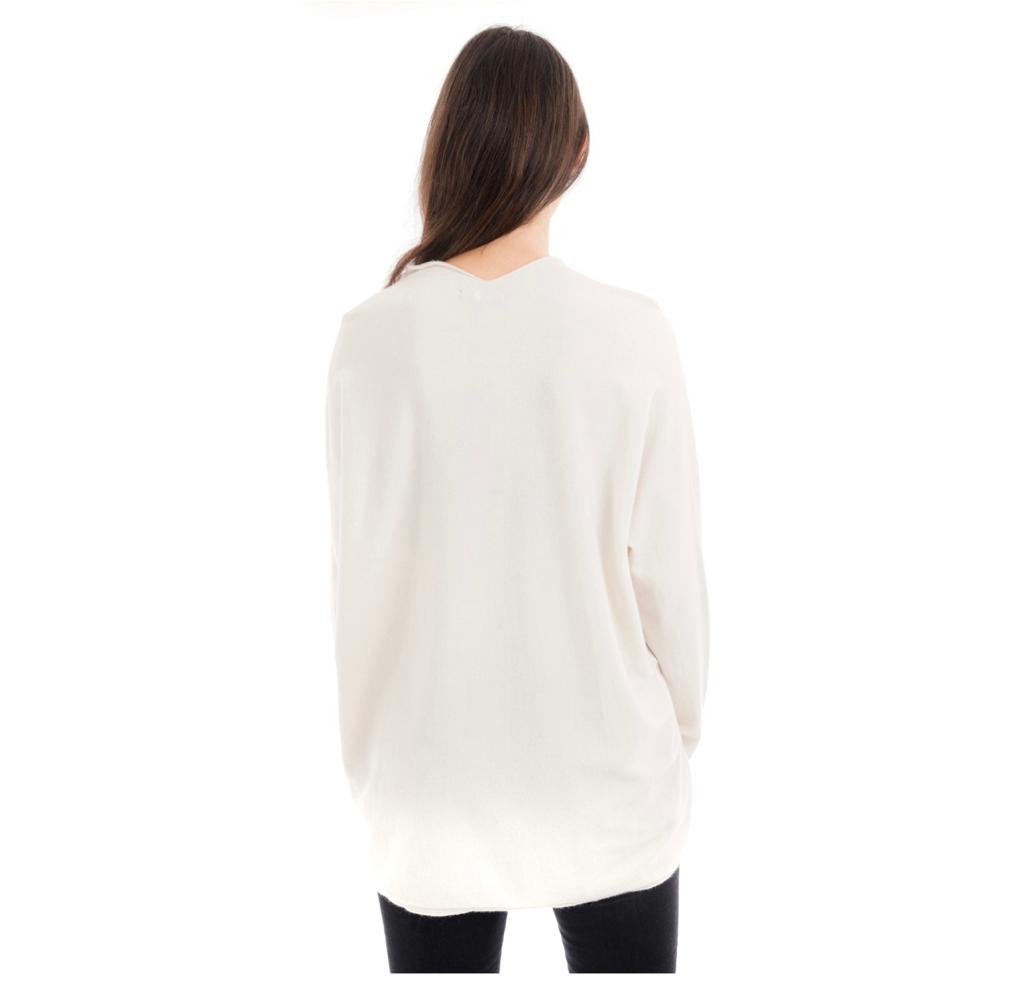 V Neck Long Jumper Cream