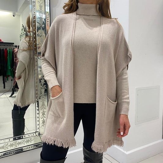 Polo and Cardigan Set Oatmeal