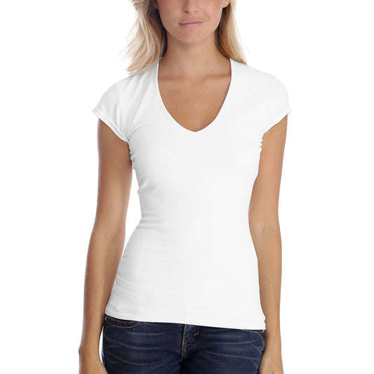 White Sylvia Cap Sleeve V Neck Top
