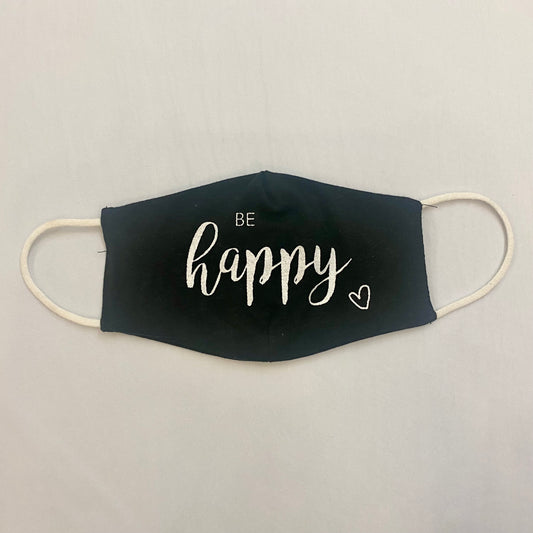 Black “Be Happy” Cotton Mask