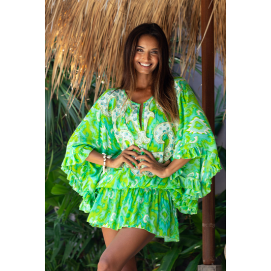 Miss June Kaftan Mavis Dress in Green