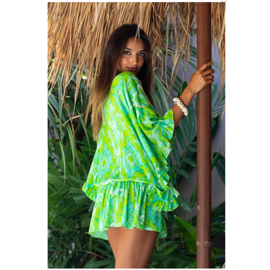 Miss June Kaftan Mavis Dress in Green