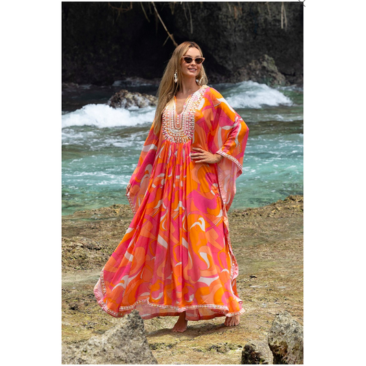 Miss June Cassia Kaftan in Pink