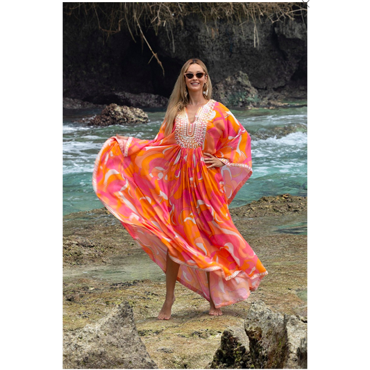 Miss June Cassia Kaftan in Pink