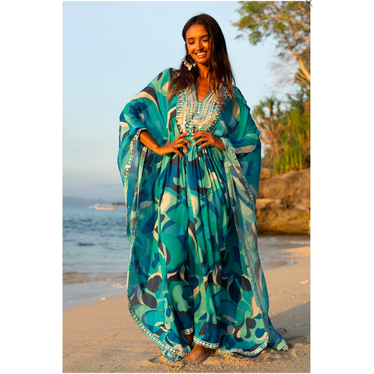 Miss June Cassia Kaftan in Blue