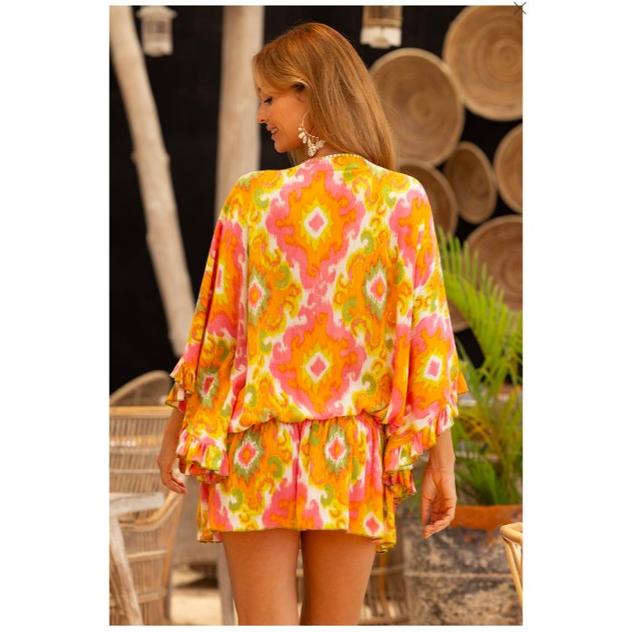 Miss June Kaftan Mavis Dress in Pink