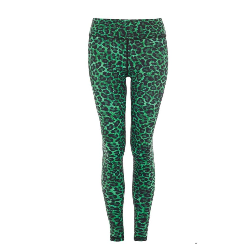 Green Leopard Print Gym Leggings