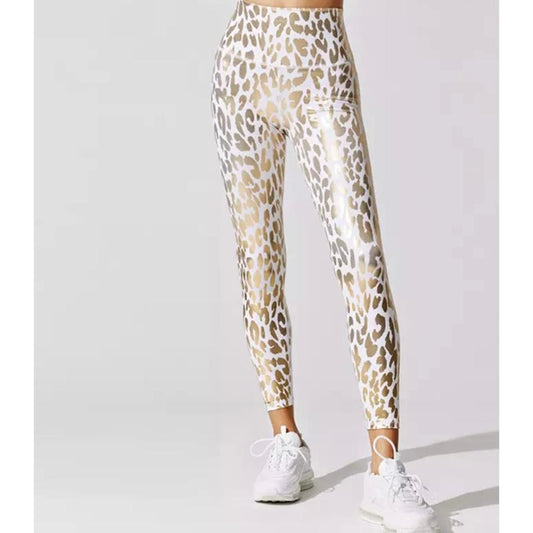White & Gold Leopard Leggings