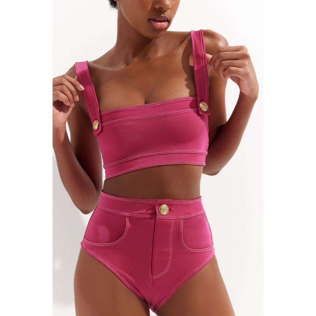 OYE Lavinia Bandeau Pink w/ Gold Buttons