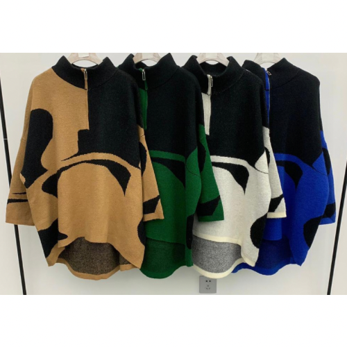 Abstract Zip Collar Jumper