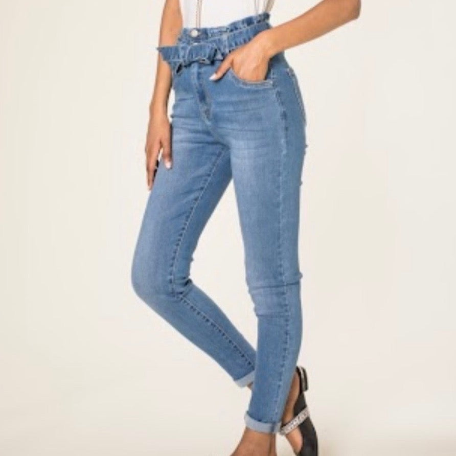 Nina Carter High Waisted Bow Belted Jeans