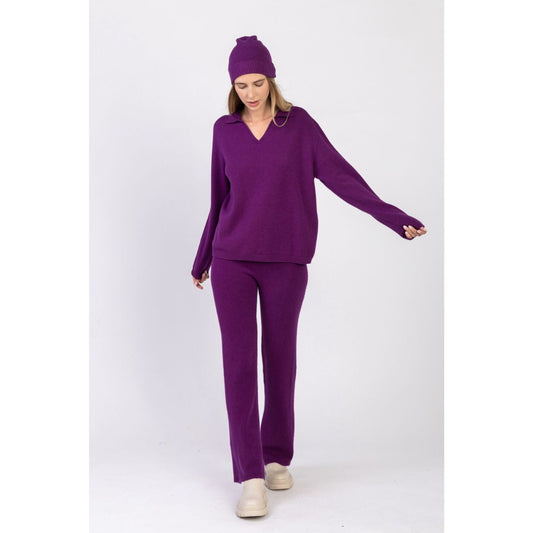 Purple Knitted Loungewear Set