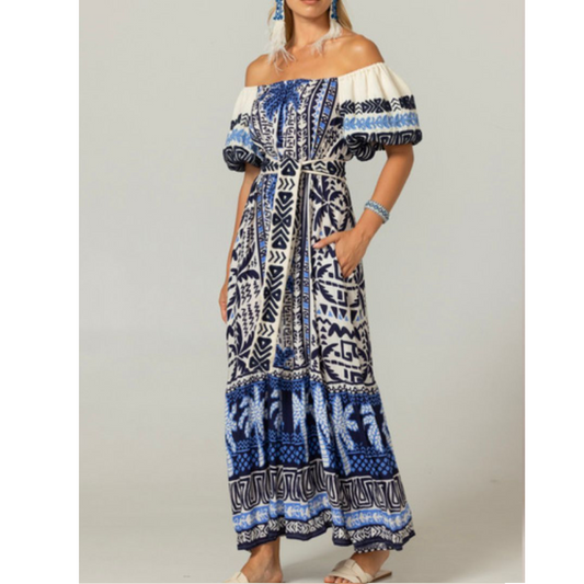 Miss June Mya off Shoulder Maxi Dress