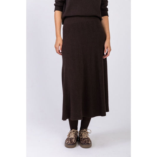 Long Knitted Skirt Brown