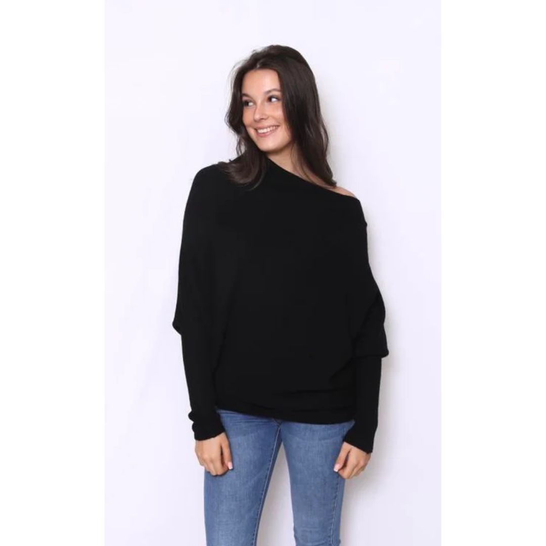 Asymmetric Draped Jumper Black