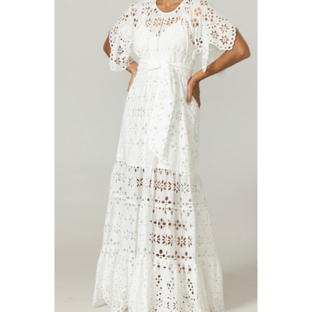 Miss June White Sable Maxi  Dress