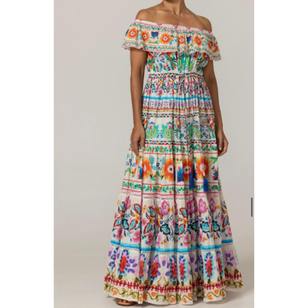 Miss June Off Shoulder Maxi Print Dress Yalla