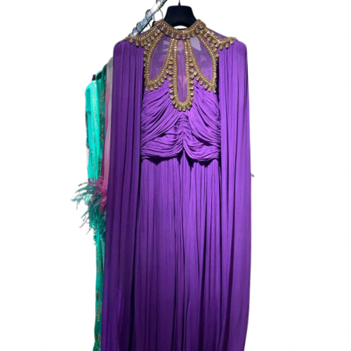 Purple Jewelled Evening Gown