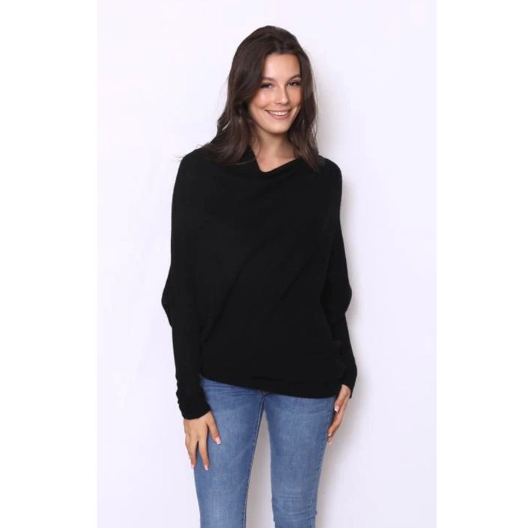 Asymmetric Draped Jumper Black