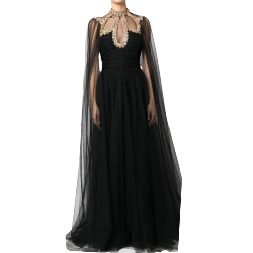 Black Jewelled Evening Gown