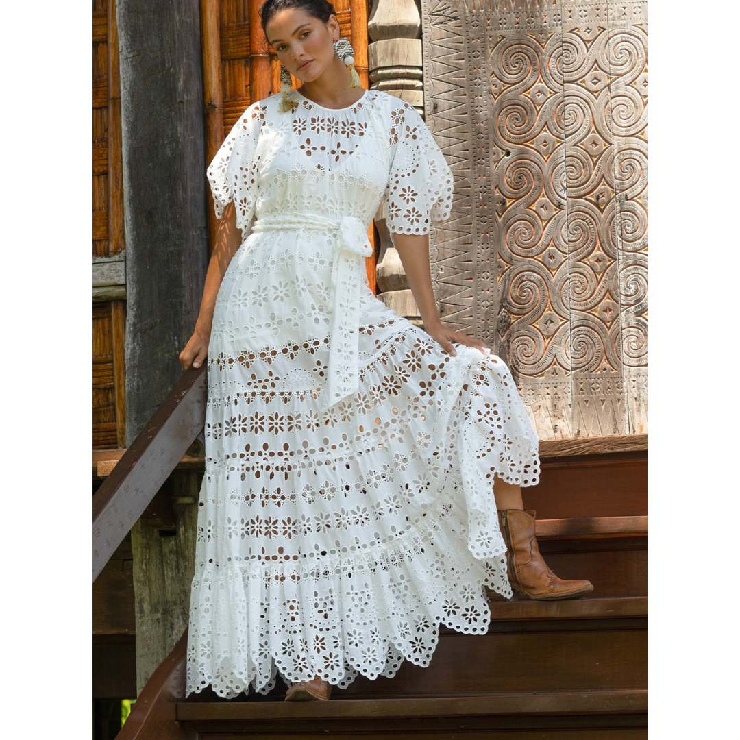 Miss June White Sable Maxi  Dress