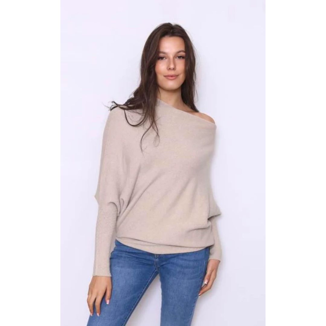 Asymmetric Draped Jumper in Oatmeal