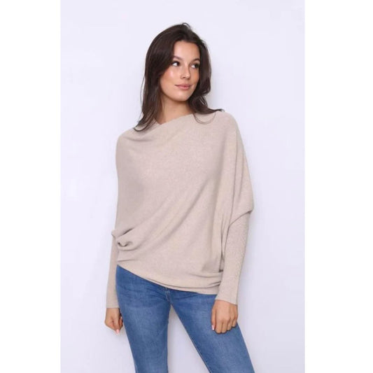 Asymmetric Draped Jumper in Oatmeal