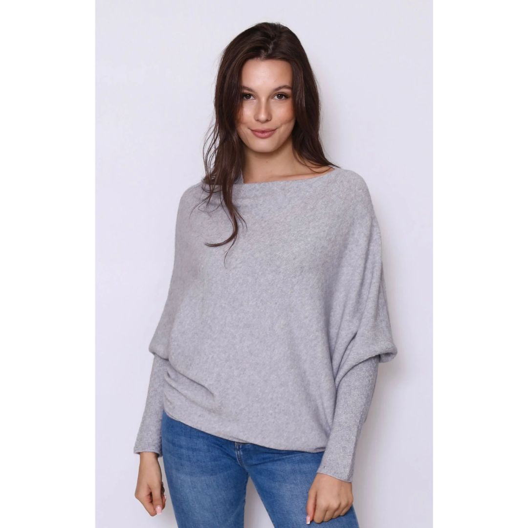 Asymmetric Draped Jumper Light Grey