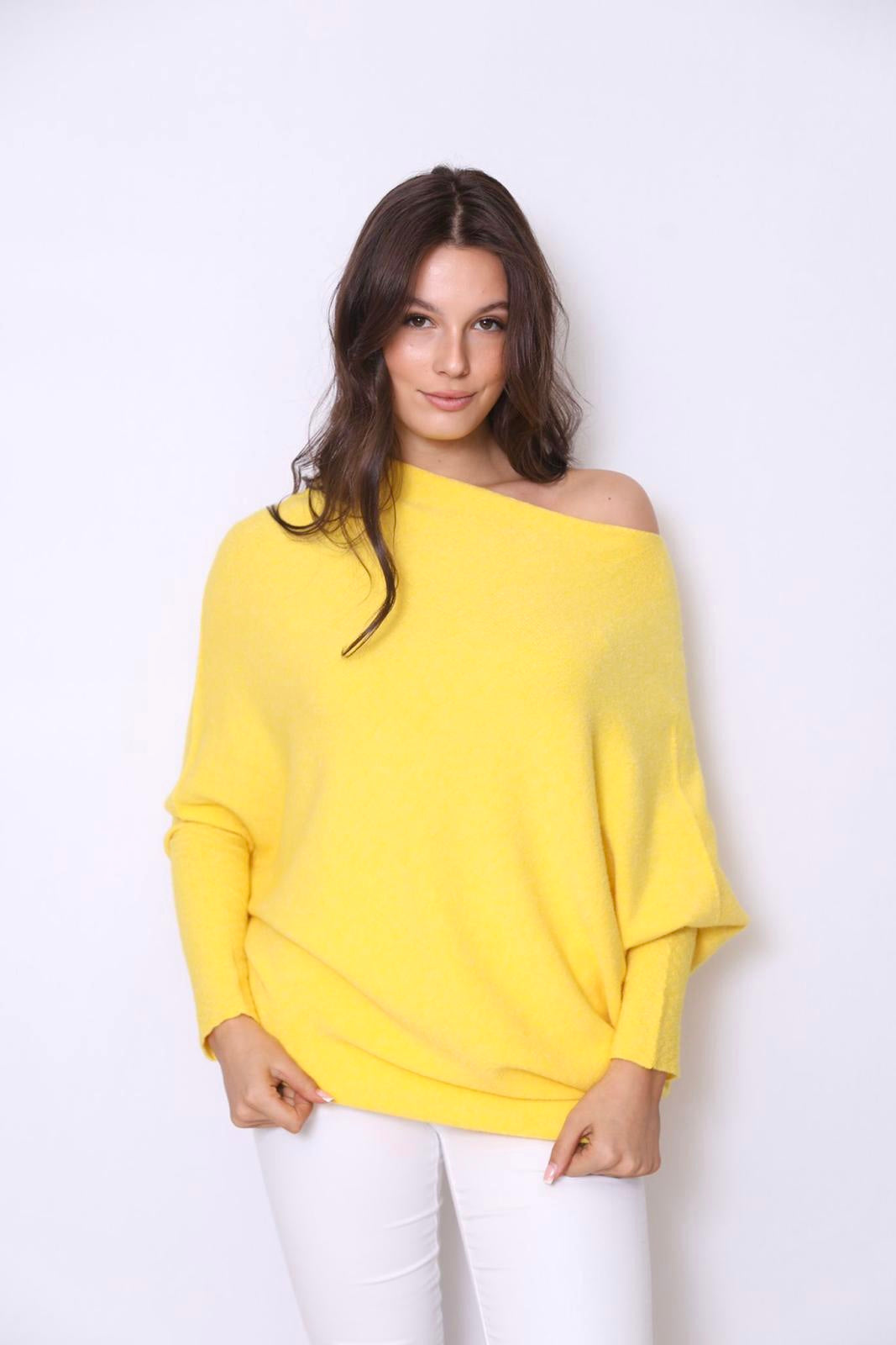 Asymmetric Draped Jumper Yellow