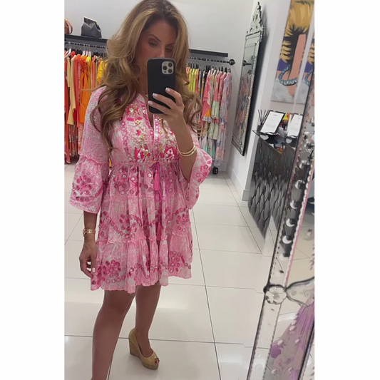 Pink Mirror Boho style Dress