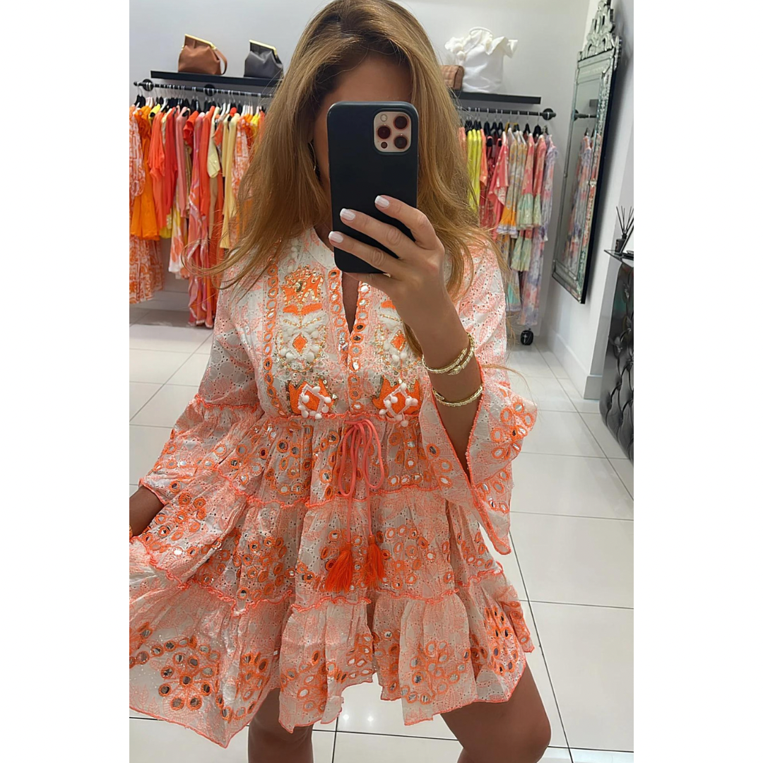 Orange Mirrors Boho Style Dress