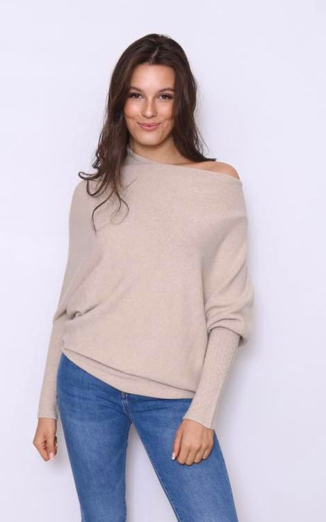 Asymmetric Draped Jumper in Oatmeal