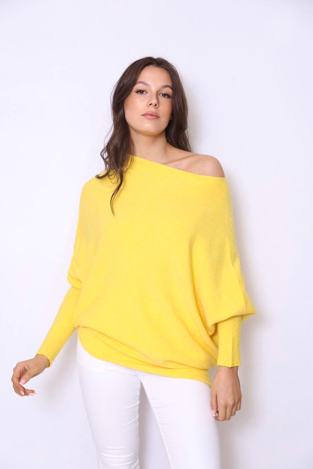 Asymmetric Draped Jumper Yellow