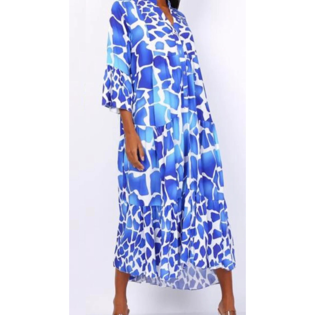 Blue Giraffe Print Dress