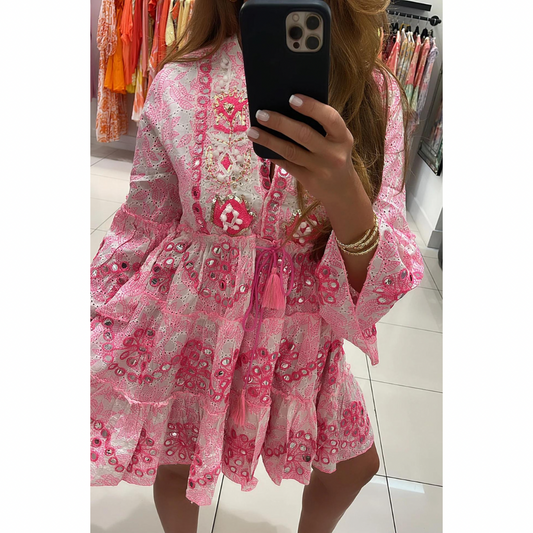 Pink Mirror Boho style Dress