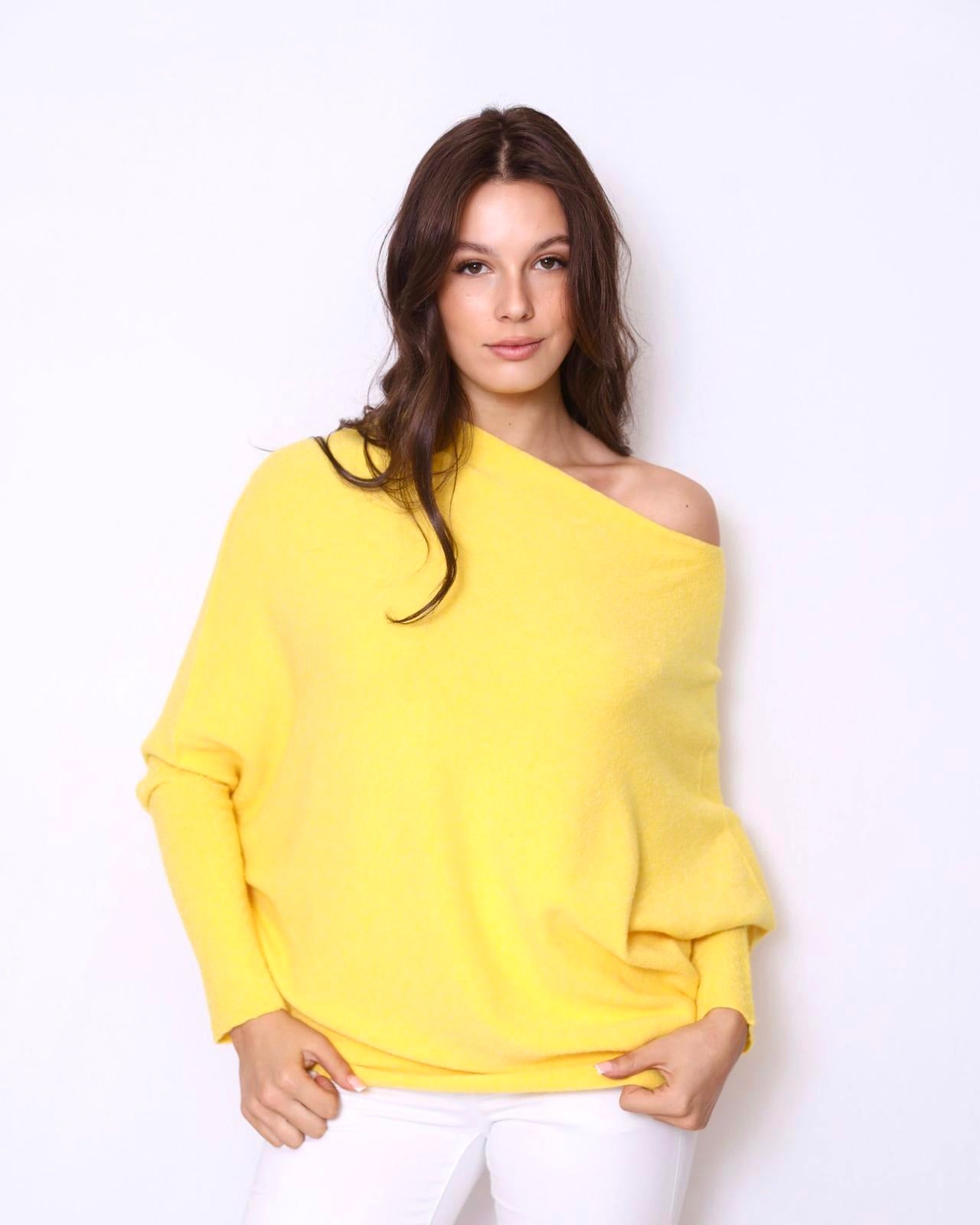 Asymmetric Draped Jumper Yellow