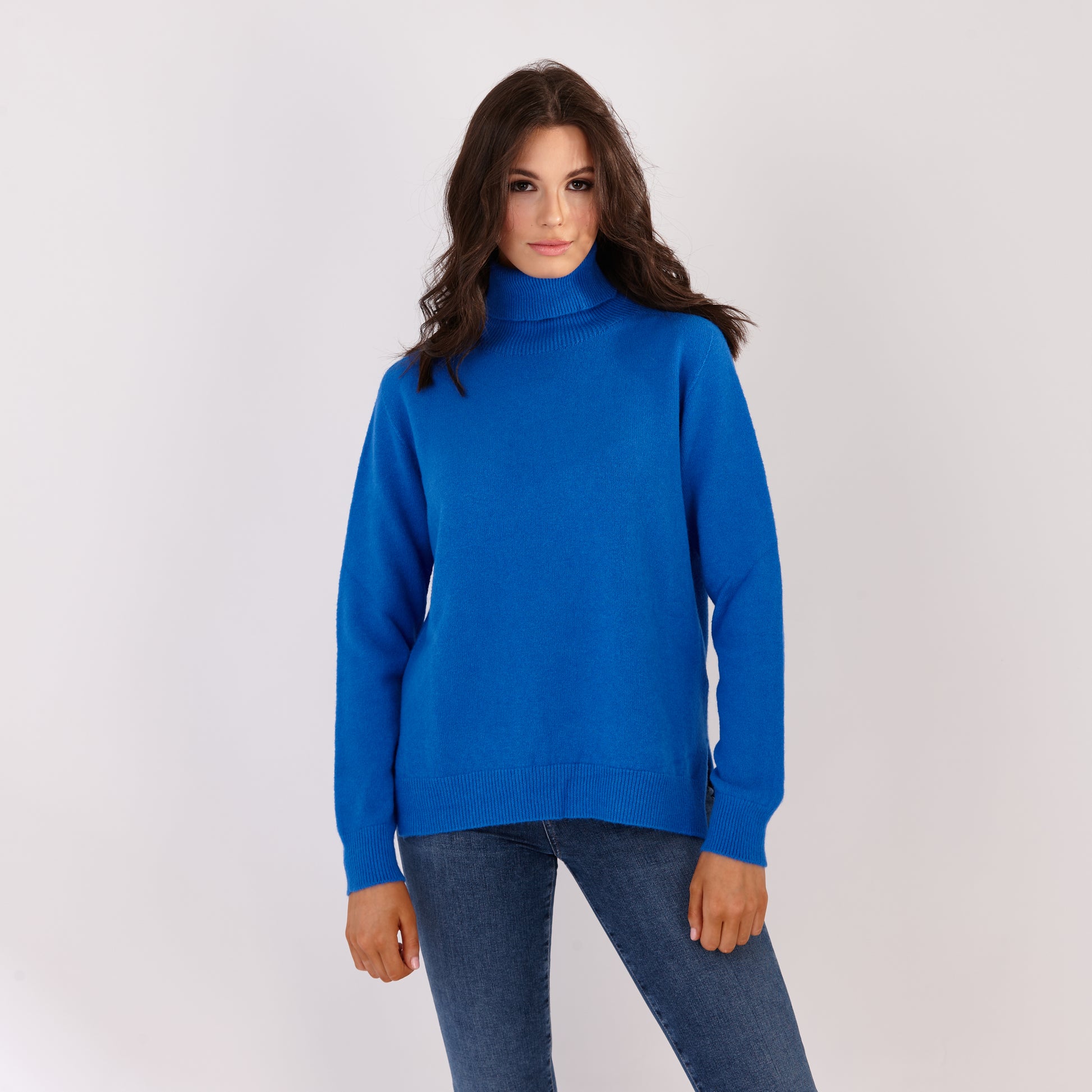 Polo Neck Sweater Royal Blue – By Adiva - Main Image