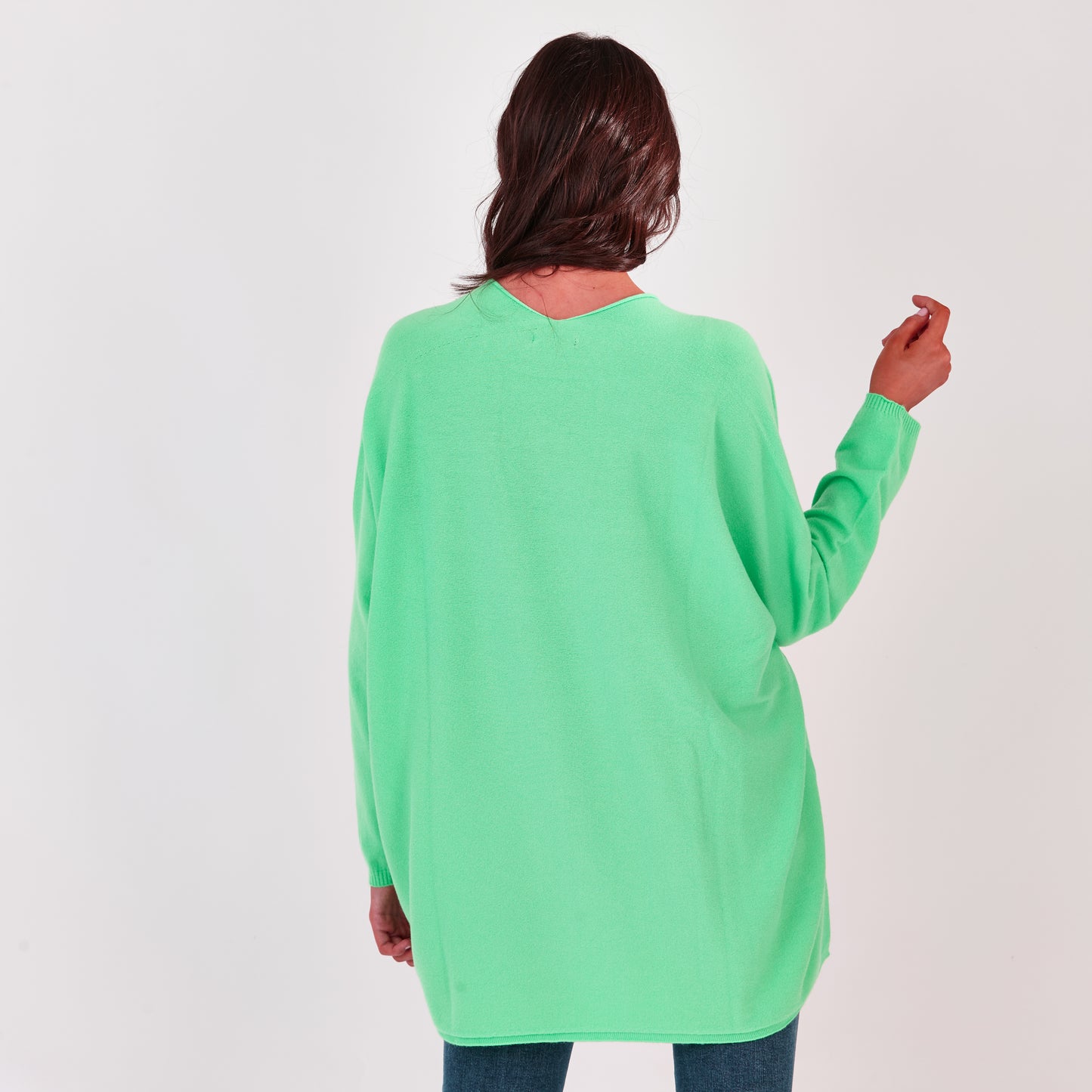 V Neck Long Jumper Green