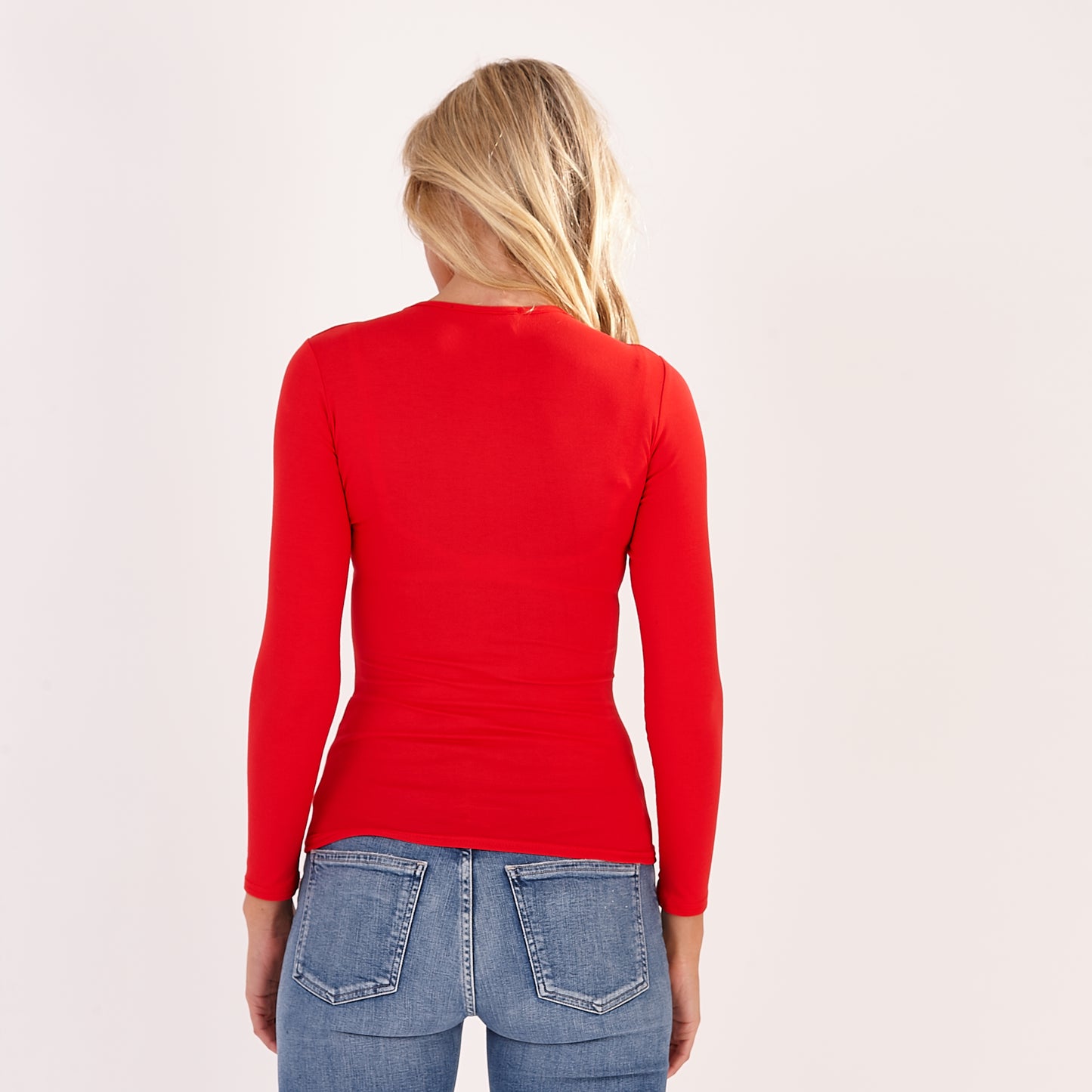 Red Katia Round Neck Long Sleeved Top