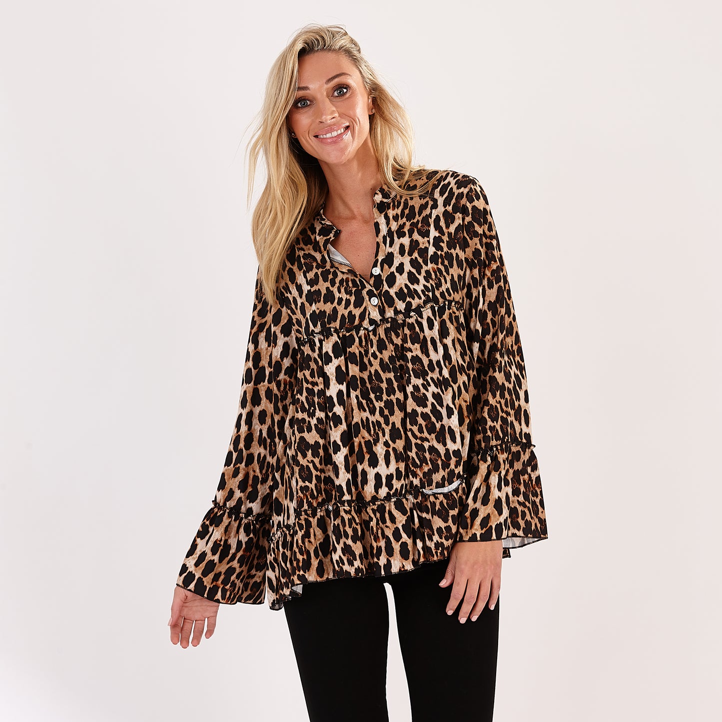 Leopard Print Boxed Blouse