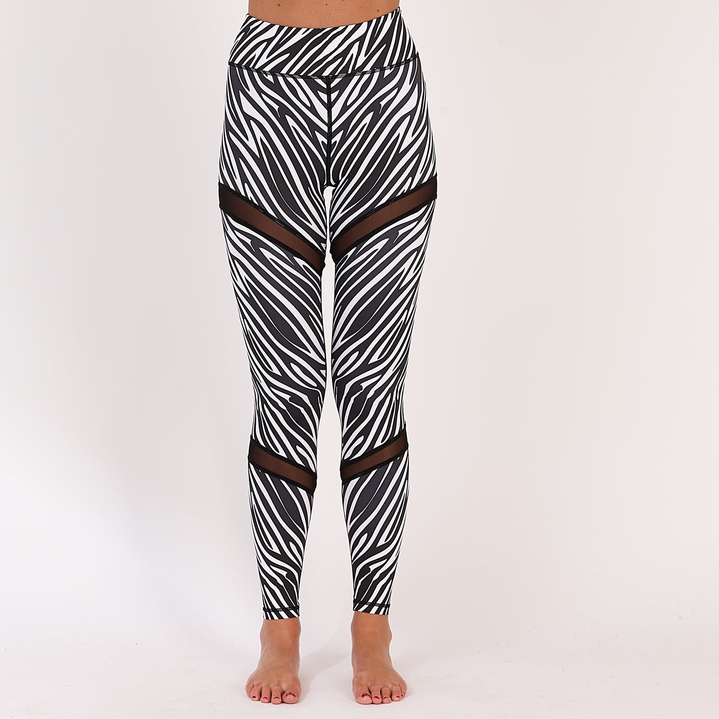 Zebra Print Mesh Panelled Gym Leggings