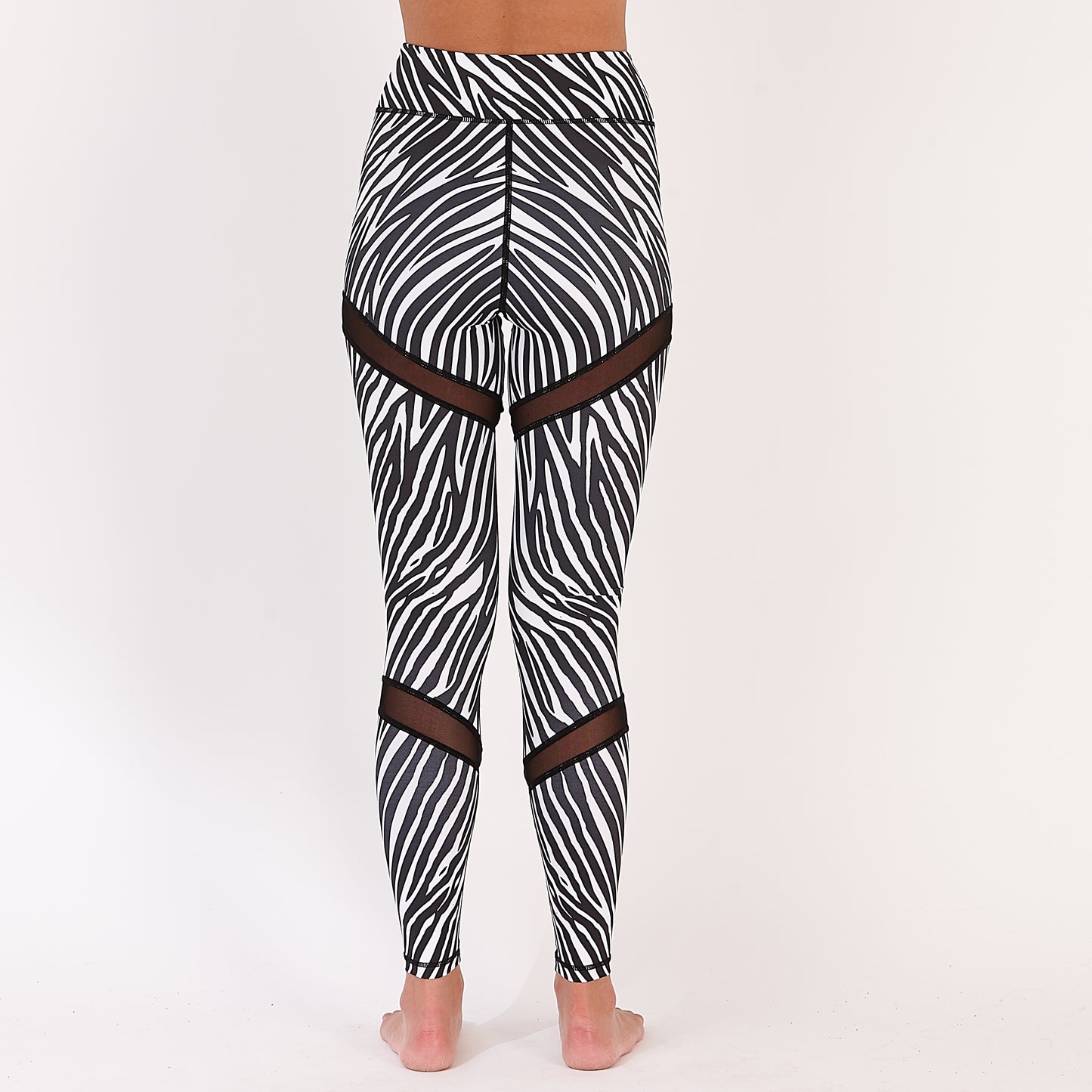 Zebra Print Mesh Panelled Gym Leggings