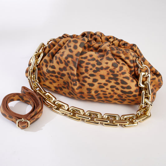 Cheetah Print Leather Pouch Style Bag